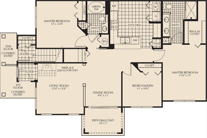 Arbor Lakes Madison Floor Plan Three Bedroom Two Bathroom Sanford Orlando Florida