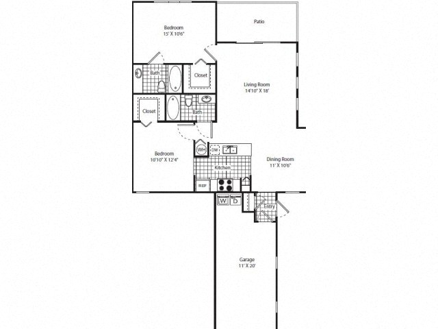 Two Bedrooms Two Bathrooms Floor Plan Patio Balcony Garage Miramar Florida