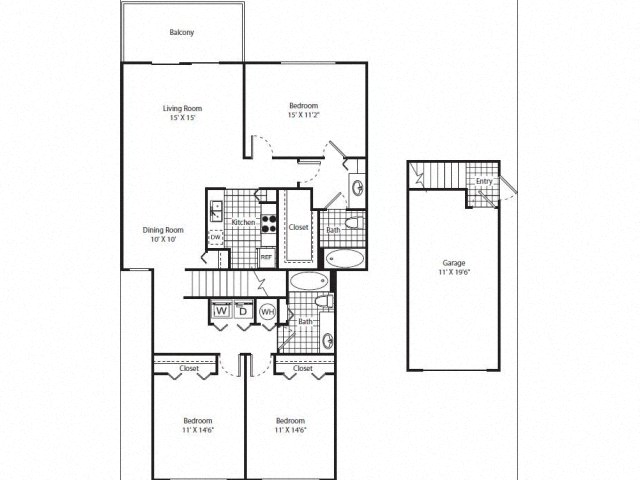 Three Bedroom Two Bathroom Floor Plan Patio Balcony Garage Miramar Florida