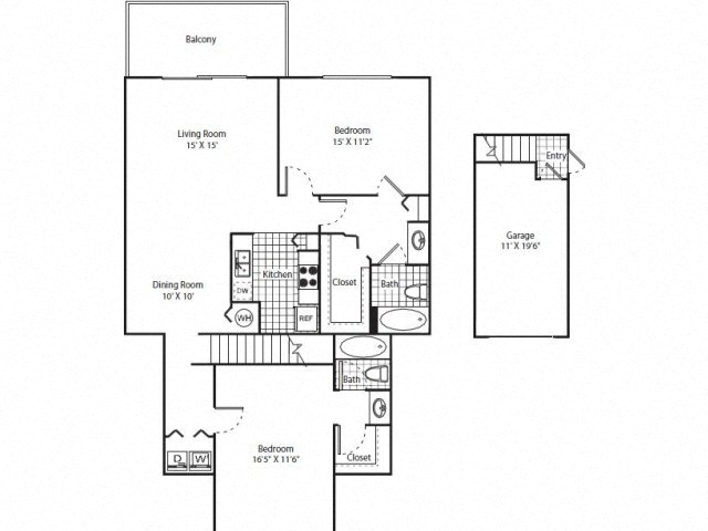 Two Bedroom Two Bathroom Floor Plan Patio Balcony  Garage Miramar Florida