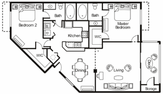Marlin Floor plan 2 bed 2 bath  Bridgewater St. Petersburg Florida at  Bridgewater Apartments , Florida 33716