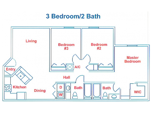 Three Bedroom Renovated Floor Plan 4