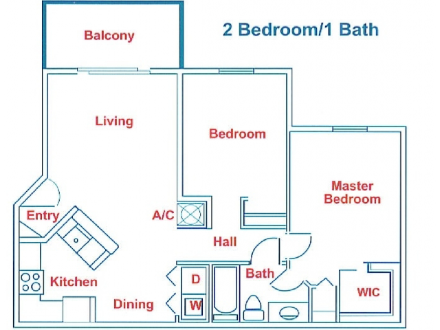 Two Bedroom One Bath Floor Plan 7