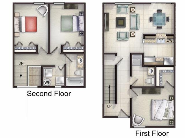 3 Bedroom 2 bath Floor Plan 1