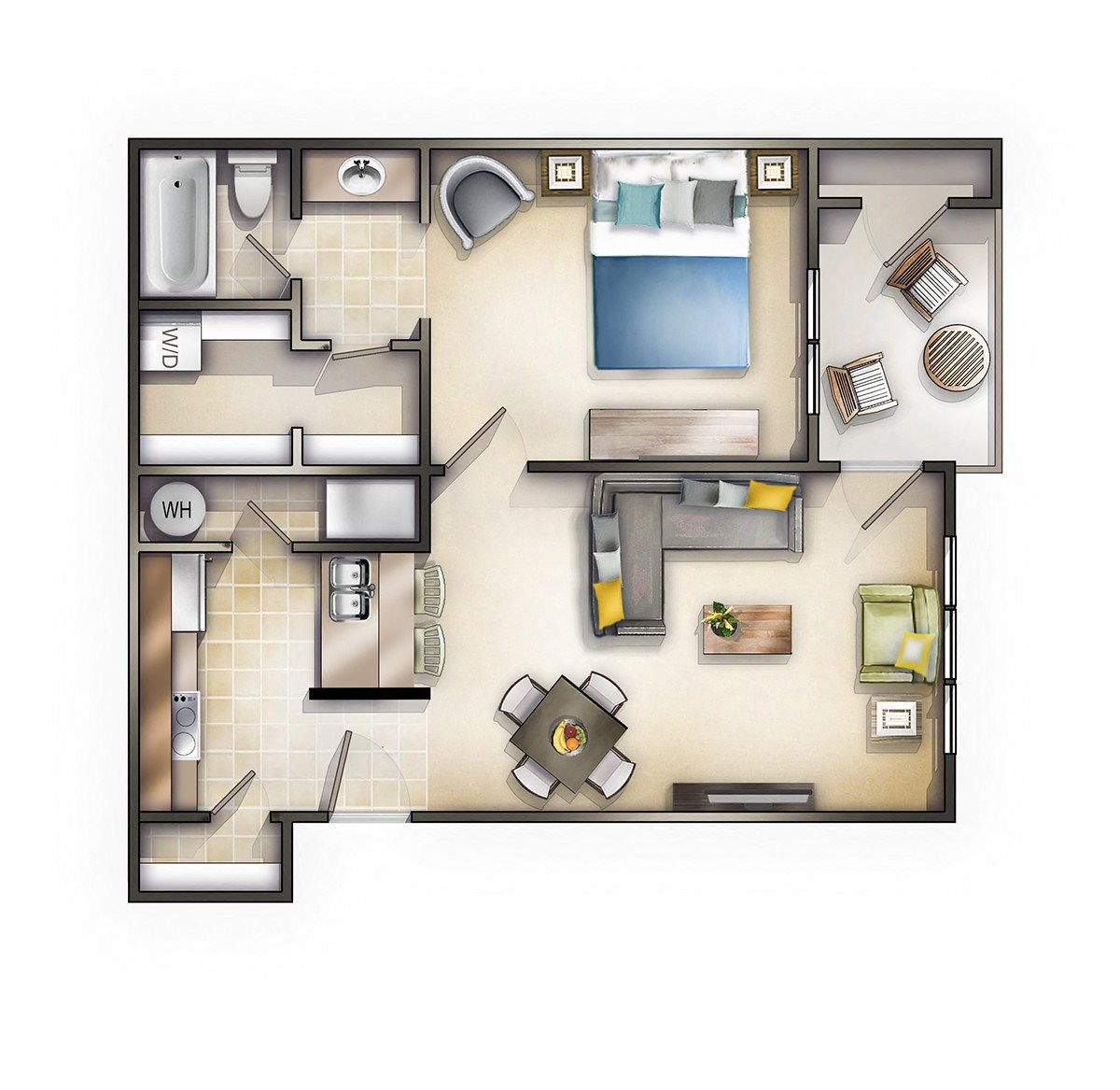 1 Bedroom 1 Bath Floor Plan 1