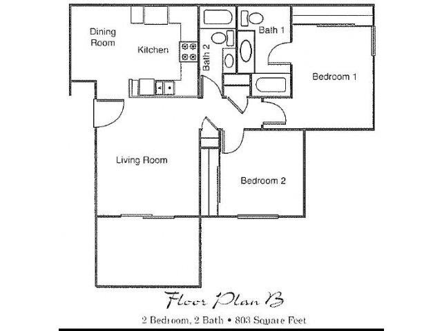 Floor Plan 2 Bdr 2 Bth