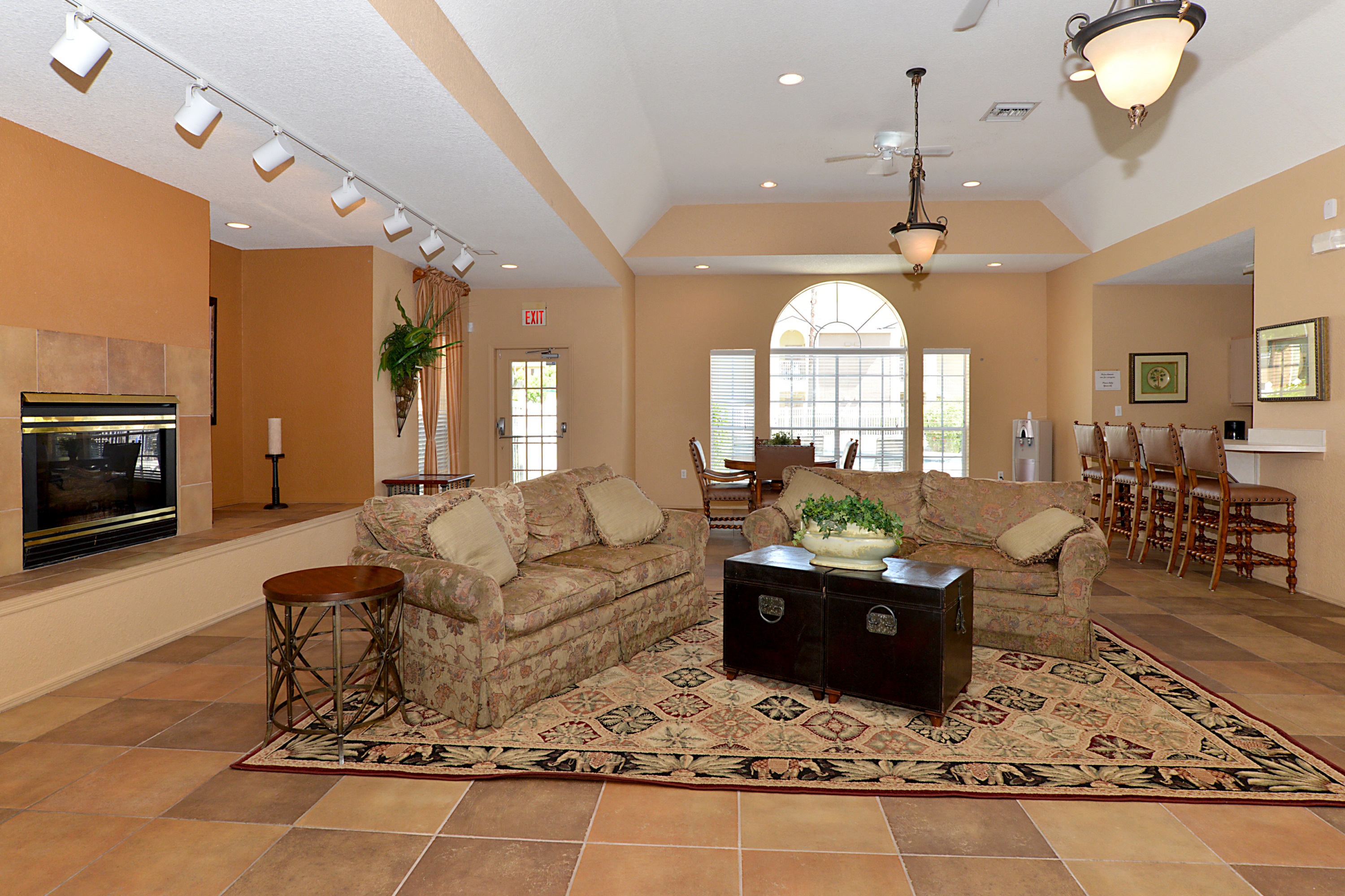 Interior Club House Fire Place Couch Orlando Florida