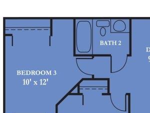 Three Bedroom Two Bath with Balcony Orlando Florida