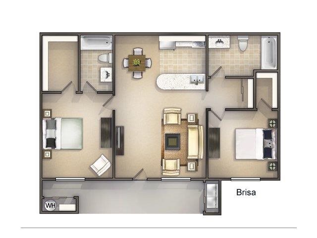 1 & 2 Bedroom Apartments in Las Vegas | Playa Vista | Floor Plans