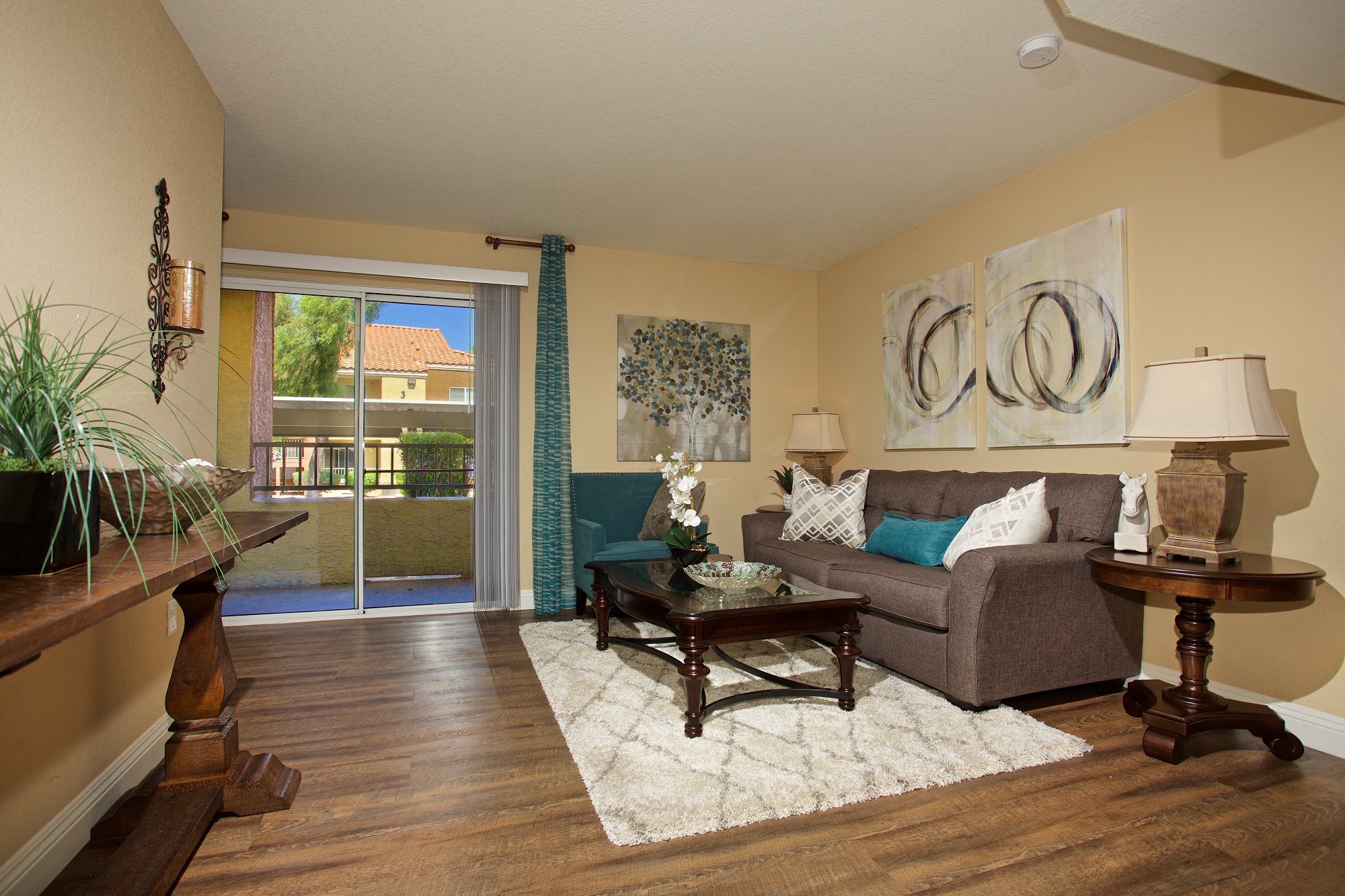 Model Unit Vinyl Flooring Living Room Balcony at Solevita Apartments,Hendersons, Nevada