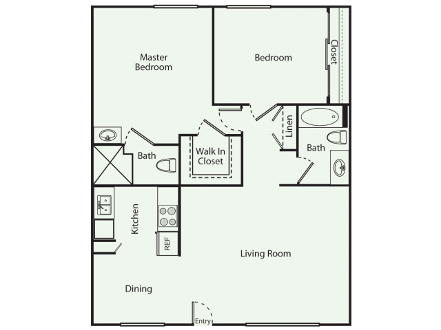 2 Bed 2 Bath Floor Plan 3