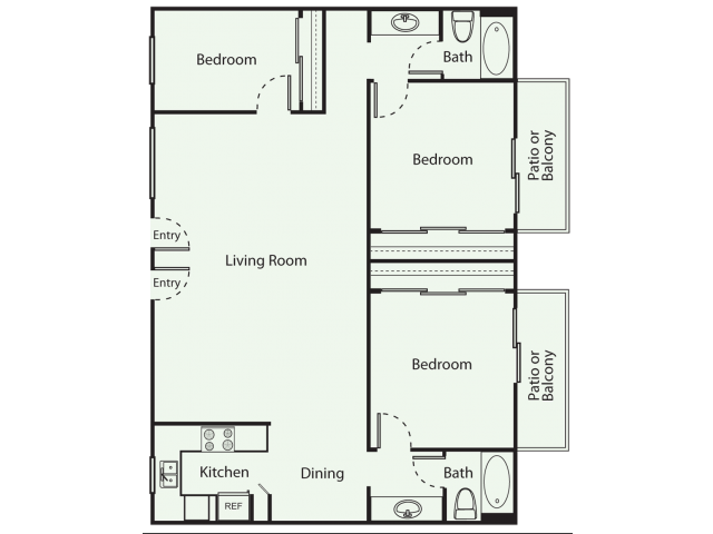 3 Bed 2 Bath Floor Plan 4