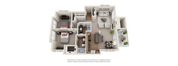2Bed_2Bath Floor Plan at Canterbury Apartments, Puyallup, 98373