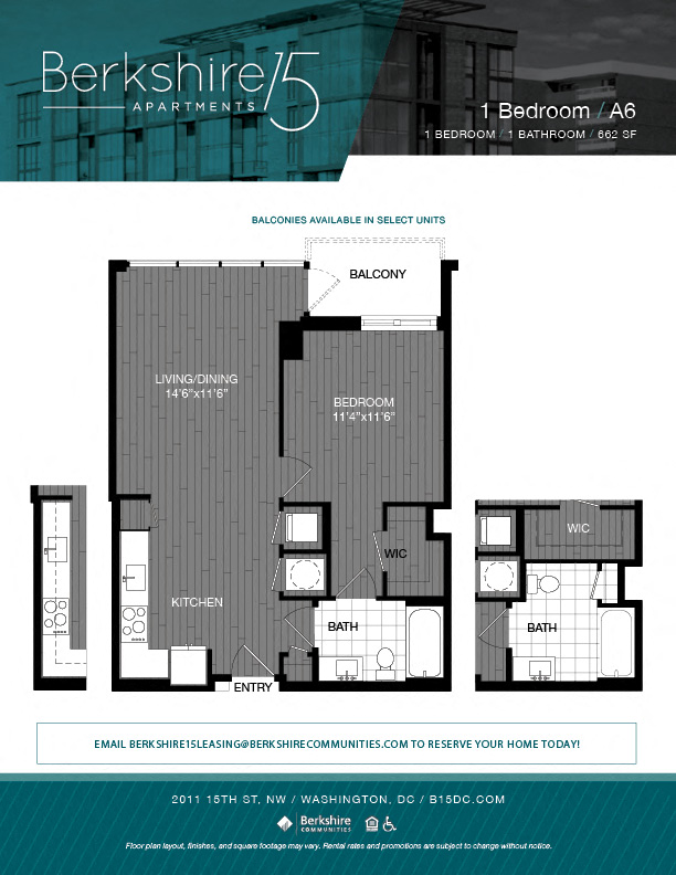 A6 Floor Plan at Berkshire 15, Washington, DC