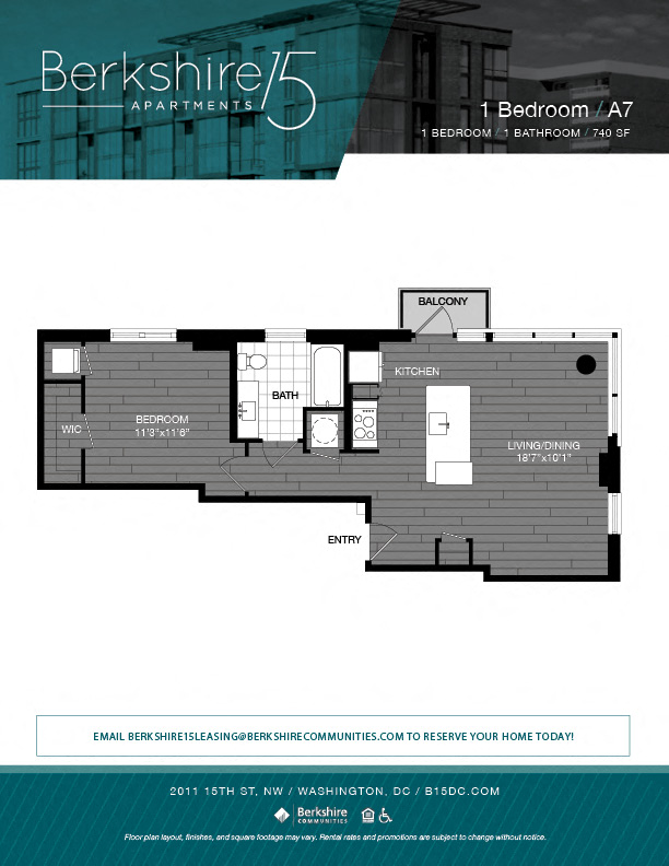 A7 Floor Plan at Berkshire 15, Washington, 20009