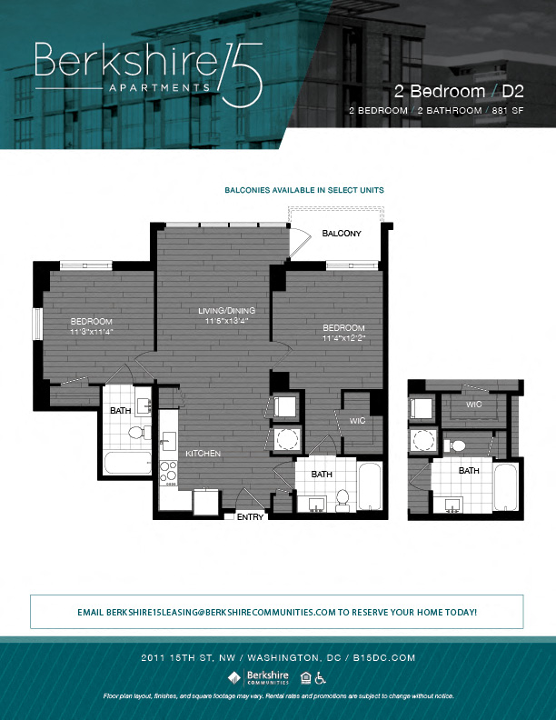 D2 Floor Plan at Berkshire 15, Washington, DC