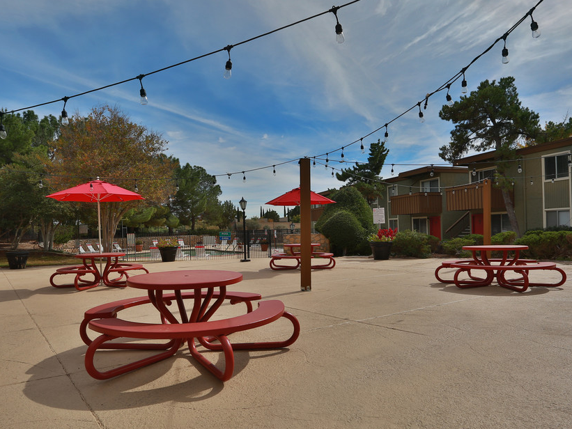 Patio with Seating at Lake Fairway