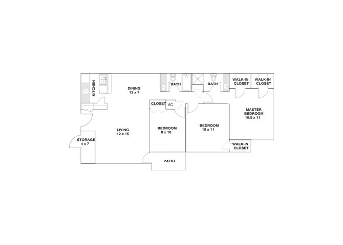 3 Bedroom  Floor Plan El Paso, Texas 79935 l Ridgemar Texas Rentals 