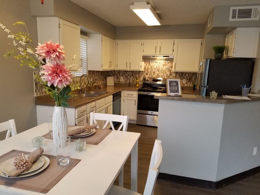 Dining and Kitchen View EL Paso TX Apt Rentals l Spring Park Apartments  - Photo Gallery 1