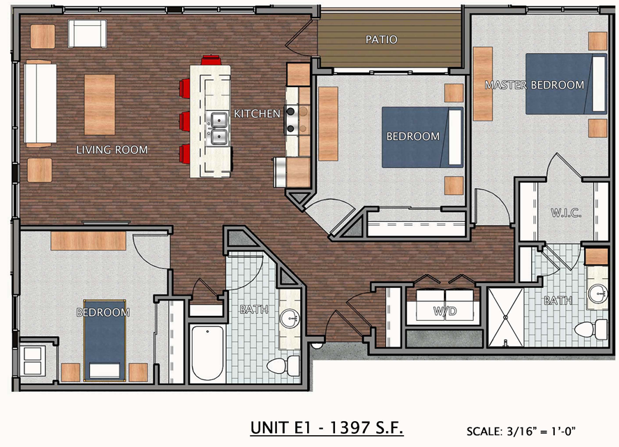 Three Bedroom, Two Bathroom