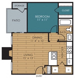 Staten floor plan at The Manhattan Apartments, Dallas, 75252