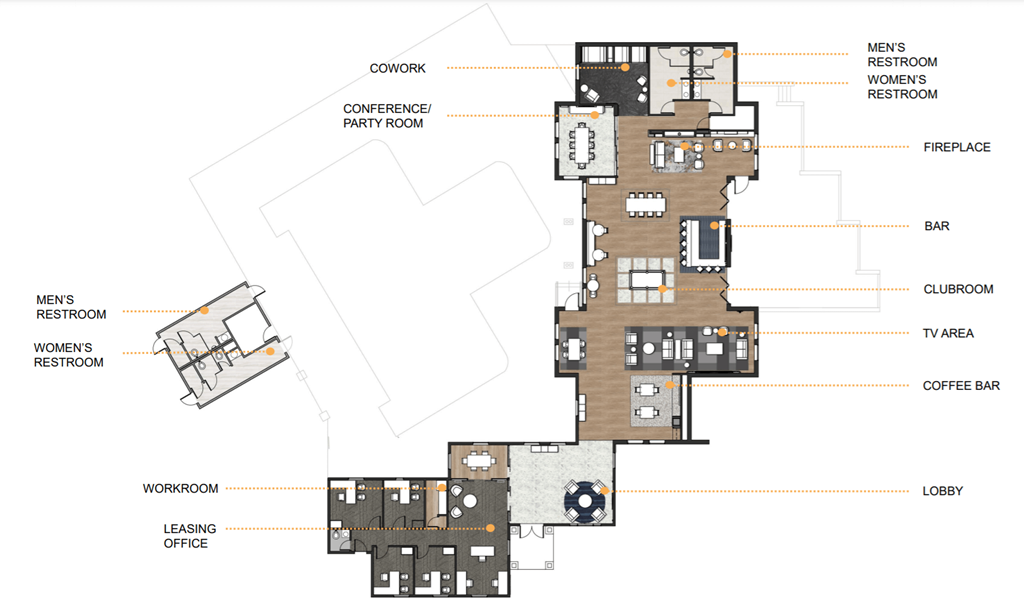 floor plan of the first floor of an apartment building