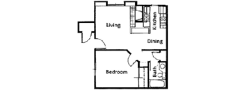 Brittany Court one bedroom 2D floor plan