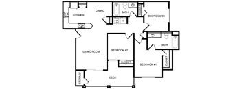 Desert Sands three bedroom floor plan.