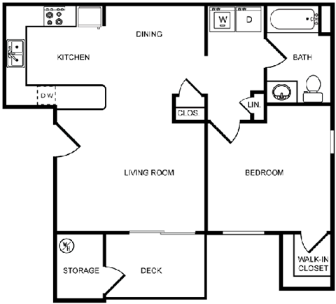 Desert Sands one bedroom floor plan.