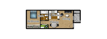 El Encanto one bedroom floor plan. 