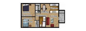 El Encanto two bedroom floor plan. 