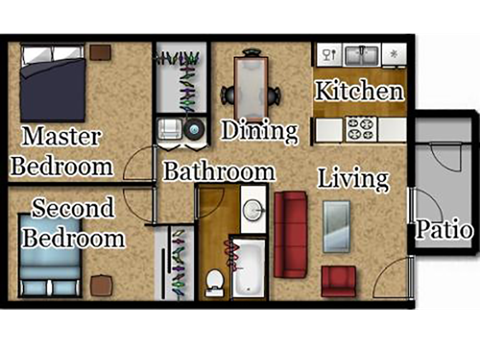El Encanto two bedroom floor plan. 