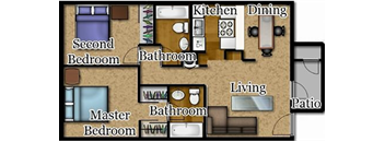 El Encanto two bedroom floor plan. 