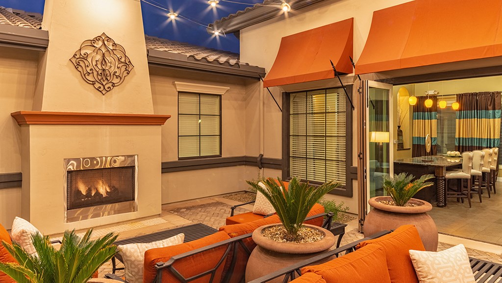 fireplace at courtyard