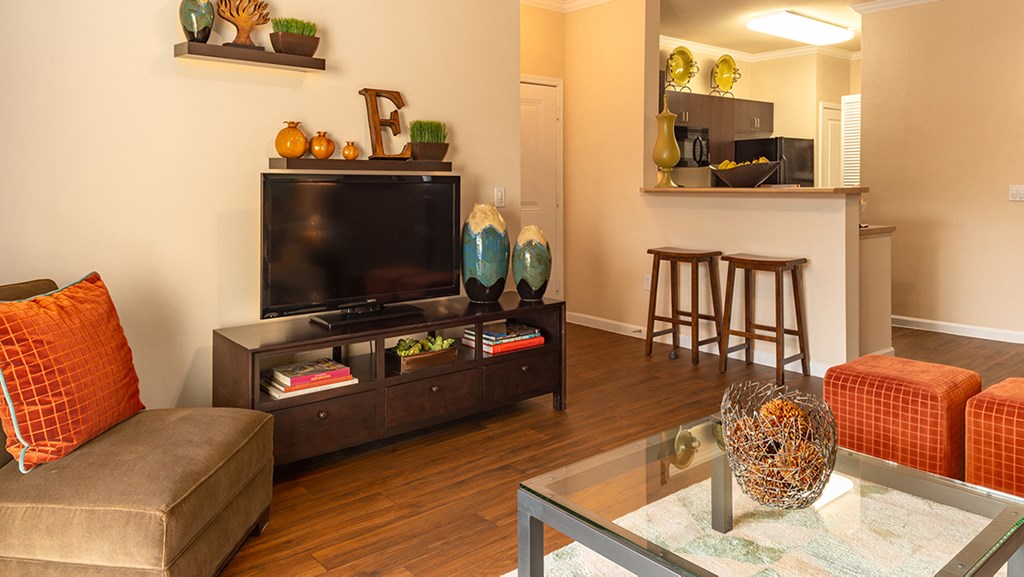 a living room with a couch and a coffee table