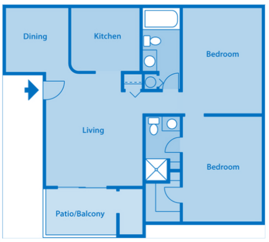Estancia 2A Two Bedroom Floor Plan