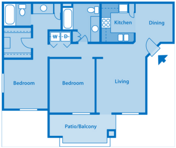 Estancia 2B Two Bedroom Floor Plan
