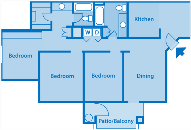 Estancia 3A Three Bedroom 2D Floor Plan