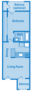 Foothills Apartments 1A Floor Plan