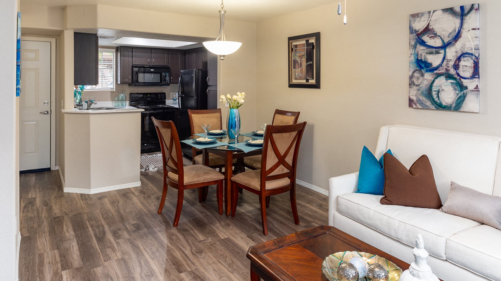 La reserve view of spacious kitchen with plenty of cabinetry with dining area near