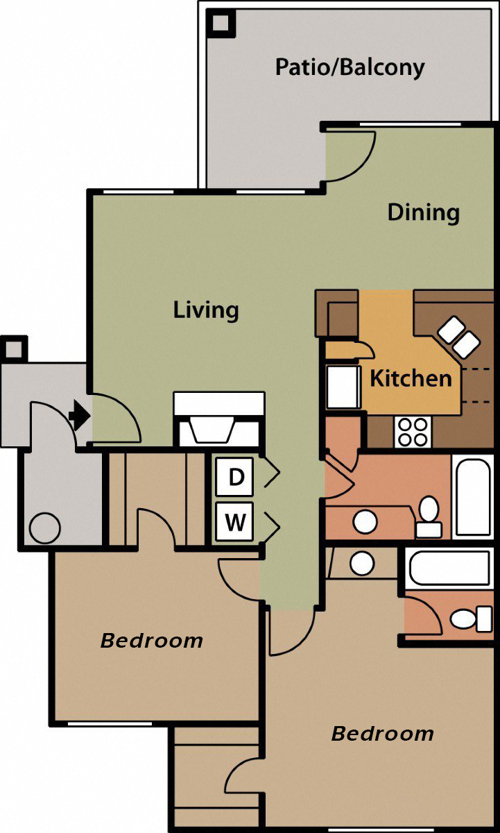 La Reserve two bedroom apartment 2B 2D floor plan 