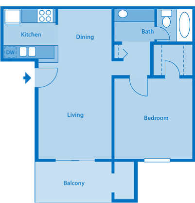 Sycamore Creek 1 Bedroom Floor Plan