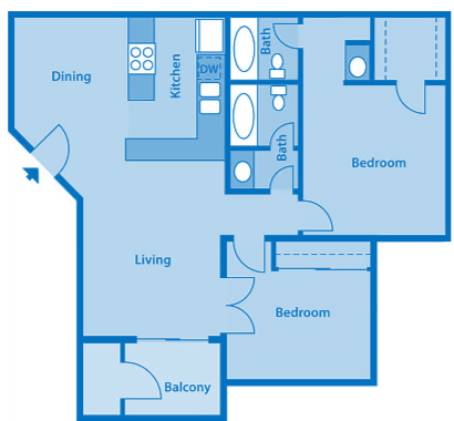 Sycamore Creek 2 Bedroom Floor Plan with Den