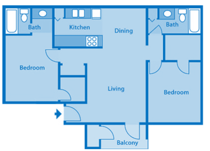 Sycamore Creek 2 Bedroom Split Floor Plan