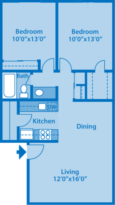 The Springs two bedroom apartment 2D floor plan
