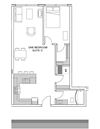 One bedroom, one bathroom apartment layout at 99 Jasper in Edmonton, AB