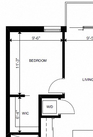 One bedroom, one bathroom apartment layout at Yello On Yates in Victoria, BC