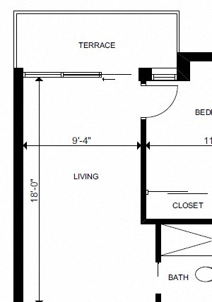 One bedroom, one bathroom apartment layout at Yello On Yates in Victoria, BC
