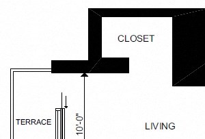 One bedroom plus den, one bathroom apartment layout at Yello On Yates in Victoria, BC