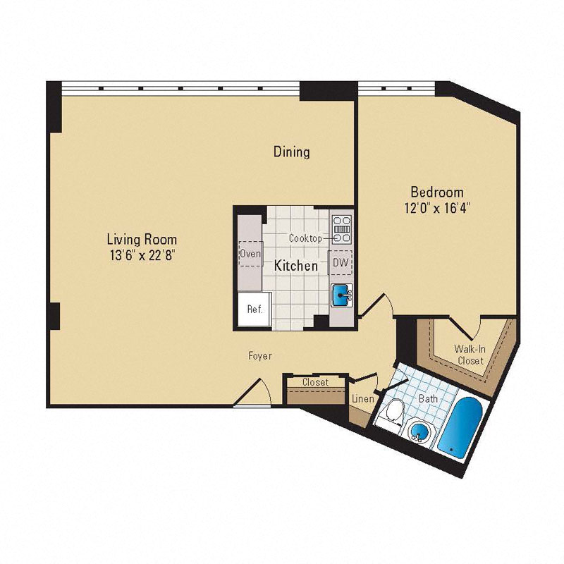 A10 Floor Plan at RiverHouse, Arlington, Virginia